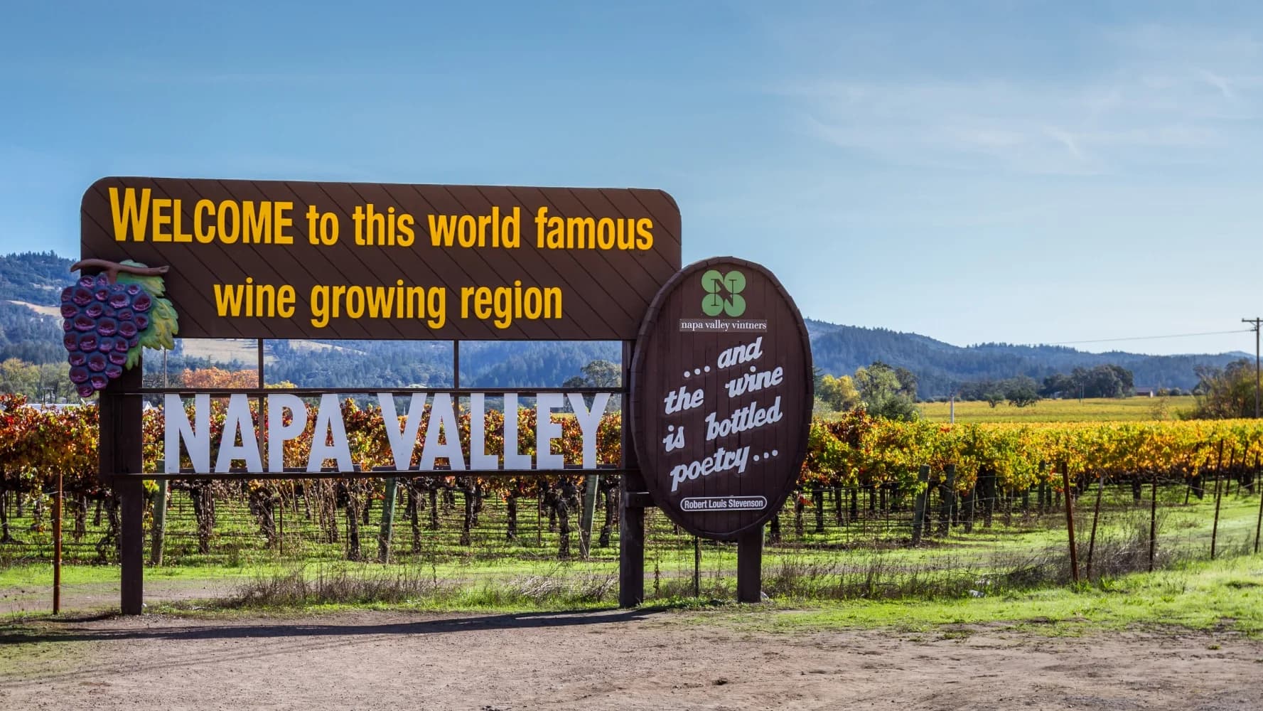 Vineyards and hills across Napa Valley