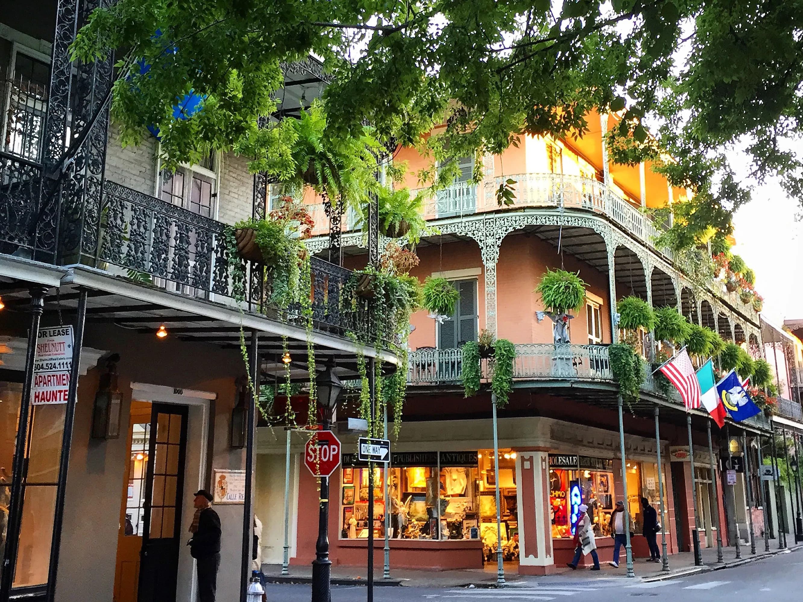 Wrought-iron balconies in the French Quarter, New Orleans