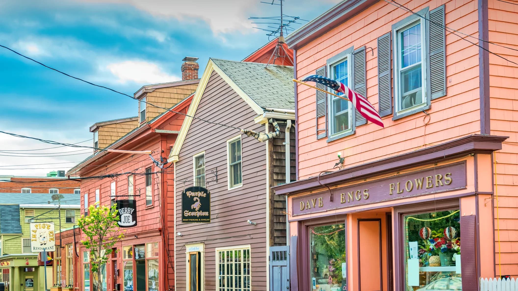 Historic storefronts on Derby Street, Salem