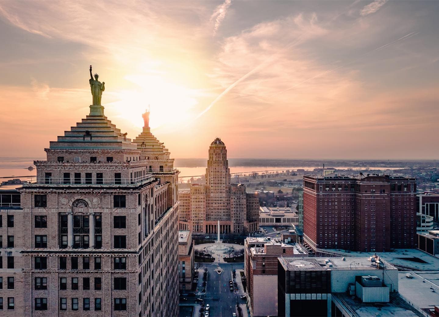 Buffalo City Hall and the Liberty Building at sunrise