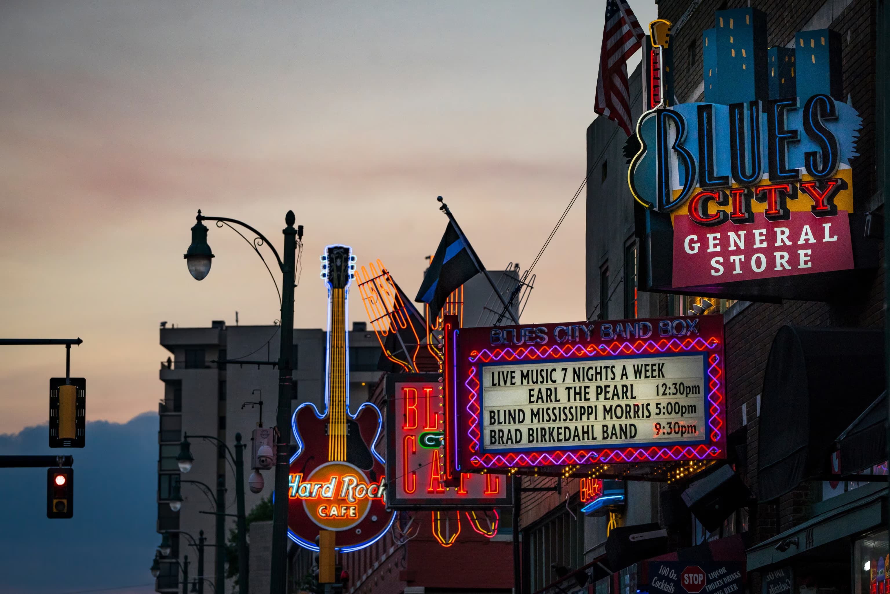 Neon signs on Beale Street, Memphis