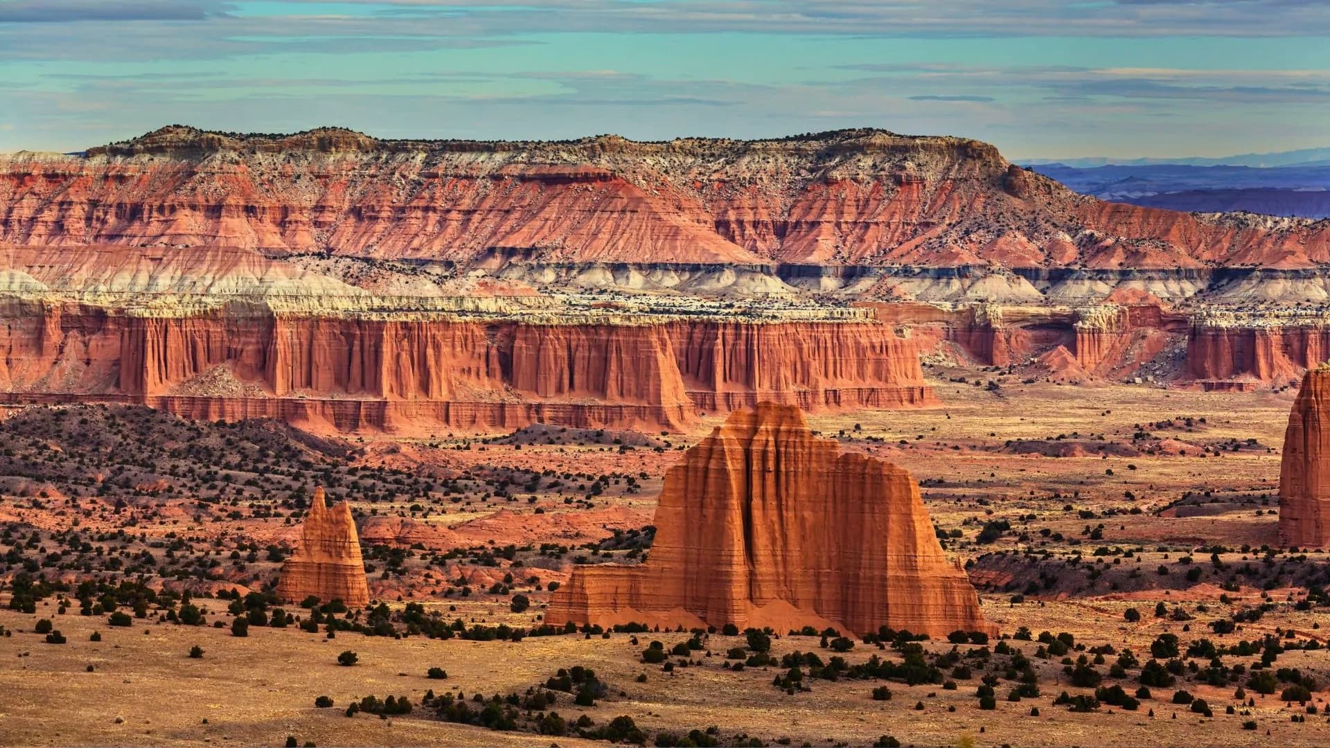 Sandstone monoliths in Cathedral Valley, Capitol Reef National Park